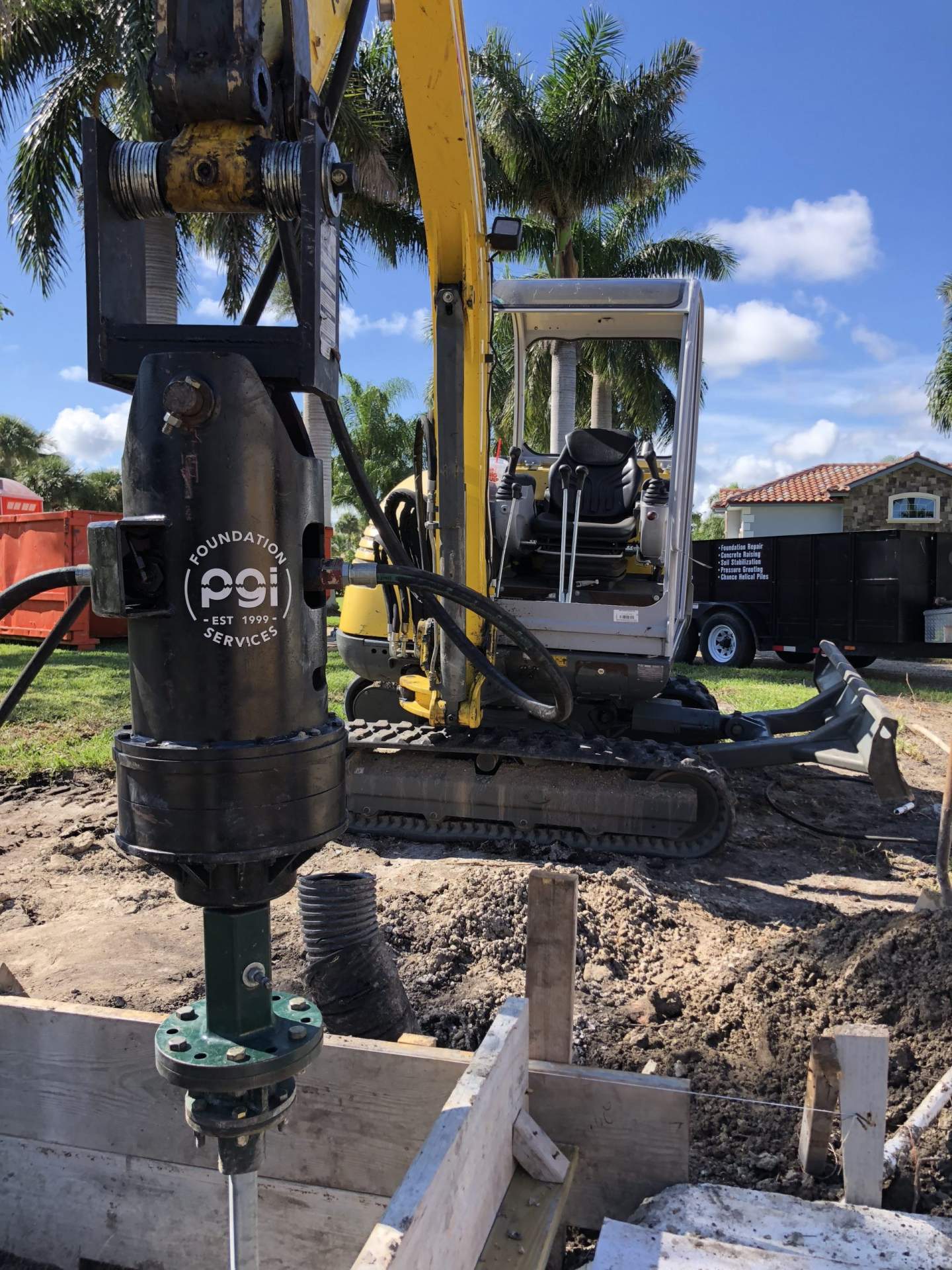 Picture of machine laying drilling